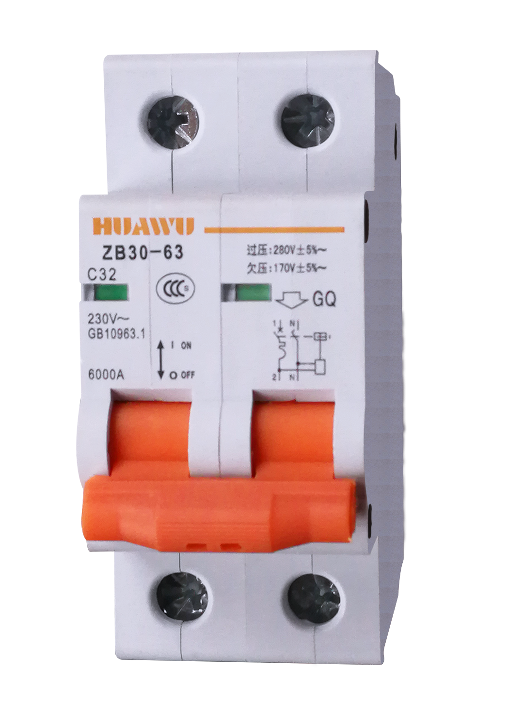 ZB30-63/2GY(QY\GY)帶過(guò)壓(欠壓、過(guò)欠壓)保護(hù)小型斷路器